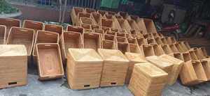 Paniers de rangement multi-usages écologiques en bambou tressé naturel, bacs organisateurs carrés pour placards et jouets - Product Image 4