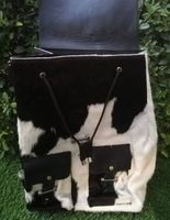 Sac à dos scolaire unisexe pour enfants en cuir de vachette fait main, mini sac à main en cuir avec longue sangle, fermeture éclair, polyester imperméable