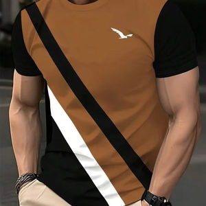 Camiseta de Hombre Personalizada con Estampado a Cuadros, 100% Algodón Ecológico, Tejido de Punto, Estilo Urbano, Cómoda y Transpirable para el Verano - Product Image 1