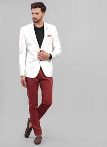 <b>Mens</b> Slim Fit <b>White</b> <b>Blazer</b> Versatile Style For Smart Casual Occasions Parties And Social Gatherings Available At Good Price - Product Image 3