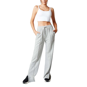 กางเกงวอร์มผ้าฟลีซผ้าฝ้ายของผู้หญิงกางเกงวอร์มสีบล็อกกางเกงวอร์มกางเกงวอร์มกางเกงเอวสูงย้อมสีเทาดีไซน์ล่าสุด2025 - Product Image 1