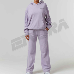 Meilleur survêtement pour femmes à la mode 100% coton pull et pantalon surdimensionnés Design unique décontracté confortable deux pièces salon - Product Image 6