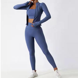 Chaqueta de manga larga Traje de yoga Fitness Secado rápido Conjunto de yoga ajustado Conjunto de traje de Entrenamiento para mujeres Para conjuntos de Yoga de ajuste personalizado - Product Image 3