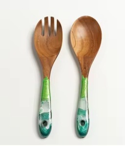 <b>Wood</b> Salad Server Spoon <b>Set</b> Classic Design Dinner Table decorate <b>Ice</b> <b>Cream</b> Used Spoon - Product Image 5