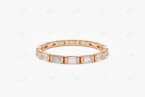 Anillo de Boda de Oro Sólido de 14k con Diamantes Baguette Eternity para Mujer, Anillo de Aniversario, Joyería de Moda Brillante, Diseño Personalizado, 0.64CTW Prong - Product Image 3