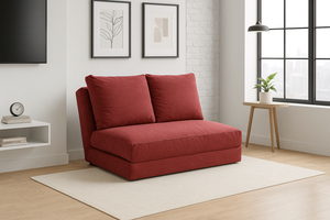 EVERGREENWEB Divano Letto Futon dal Design Moderno a 2 Posti con Schienale Regolabile e 2 Cuscini Comodi - Rosso Modulare Estensibile |   HOSHI - Product Image 6