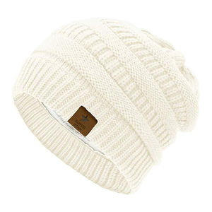En gros femmes hiver chaud tricoté crâne Slouchy sans manchette doublé polaire CC Beanie chapeau unisexe respirant boonie Logo personnalisé - Product Image 1