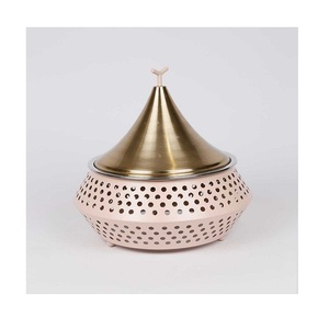 Juego de platos para servir con calentador de alimentos de metal de dos platos para servir alimentos de forma redonda de diferentes tamaños para uso de vajilla - Product Image 2