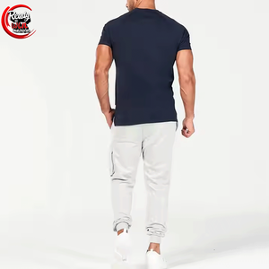 Wholesale Athletic Muscle Fit Men's Cotton Spandex <b>T</b>-<b>Shirt</b> Raglan Sleeve with Split Hem Ribbed Collar Moisture <b>Wicking</b> Design - Product Image 6