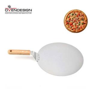 Cáscara de pizza de aluminio redonda de 12 ''con mango de madera <span class=keywords><strong>Pala</strong></span> de pizza de acero inoxidable para hornear pizzas - Product Image 2