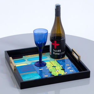 Bandeja lacada interior moderna para restaurante de boda al por mayor con soporte plegable bandeja lacada patrón OEM para servir y decorar - Product Image 4