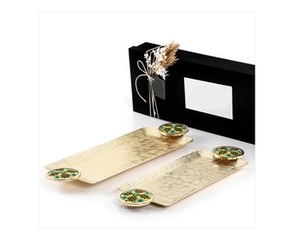 Ensemble de 2 plateaux de service en aluminium plaqué or pour le chocolat, vaisselle de haute qualité, ustensiles de cuisine pour la maison, plateau de service pour la restauration rapide - Product Image 3