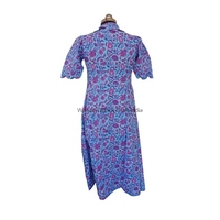 Robe longue en coton 100% écologique, motif délicat et fantaisiste, col en V, respirante, silhouette droite, idéale pour le bureau et les occasions professionnelles