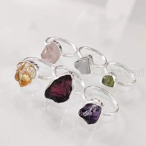 Rough Stone Jewelry Women's <b>Ring</b> Natural Emerald Sapphire Tanzanite Herkimer Gemstone Statement Jewelry 925 Sterling Silver <b>Ring</b> - Product Image 6
