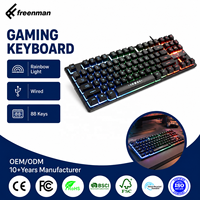 Clavier de jeu filaire RGB à touches à membrane avec 12 touches multimédias pour PC, Mac, tablette, ordinateur portable, ordinateur