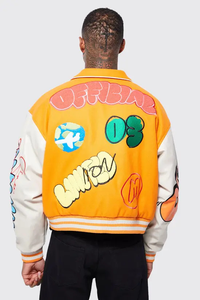 Veste universitaire unisexe tendance graffiti d'hiver, respirante, couleur unie, personnalisable, lettre sur le devant, veste universitaire, 100% laine - Product Image 5