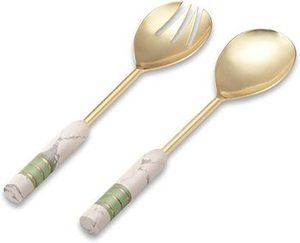Elegant Food Serving Wedding Spoon Set <b>White</b> Black Enamel Handle Gold Plated <b>Mirror</b> Stainless Steel Flatware Tabletop Restaurant - Product Image 6