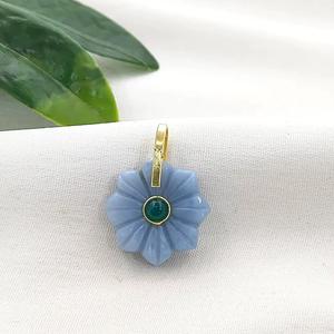 18 MM <b>Diamond</b> Flower Carved Charm Pendant-925 Silver Christian Bohemian <b>Necklace</b>-Handmade Jewelry - Product Image 1