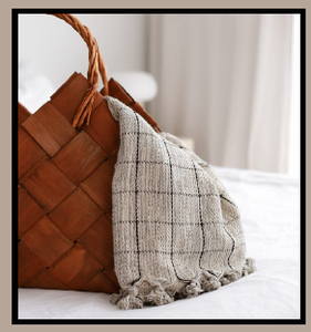 White <b>Black</b> Checkered Melange 100 Percent Natural Cotton <b>Bed</b> Cover Pike 160x220 cm 63x87 inches - Product Image 6