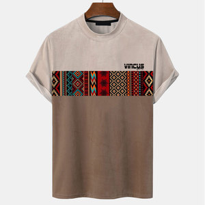 Prix de gros T-shirt ample 100% coton pour hommes, col rond, conception de logo personnalisé, dernier tissu tricoté à motif solide - Product Image 1