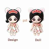 Peluche personnalisée Kawaii, robe florale, oreilles de chat, couronne, figurine d'anime en peluche, cadeau, objet de collection