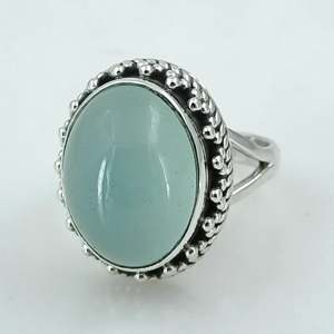 Navya <b>Craft</b> Handmade 925 Sterling Silver March Birthstone <b>Ring</b> Boho Style Chalcedony Silver Jewelry Custom US Size <b>Ring</b> - Product Image 4