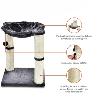 Modern Large Indoor Luxury <b>Cat</b> Tree Condo with Soft Hammock <b>Bed</b> Scratching Post & <b>Hanging</b> Toy-Easy Assembly - Product Image 4
