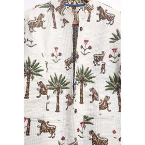 Chaqueta Reversible con Estampado de Selva para Mujer, Abrigo de Invierno para Niñas, Relleno de Algodón, Estampado Floral de Leopardo, Estilo Boho, Otoño, Primavera - Product Image 1