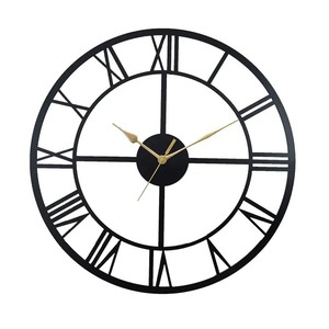 Reloj de pared romano de Metal redondo negro elegante diseño atemporal clásico perfecto para sala de estar dormitorio Oficina y decoración de pasillo - Product Image 3