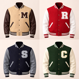 Veste universitaire pour homme de haute qualité, style streetwear décontracté, col montant, baseball, hiver, coupe ample, brodée - Product Image 6