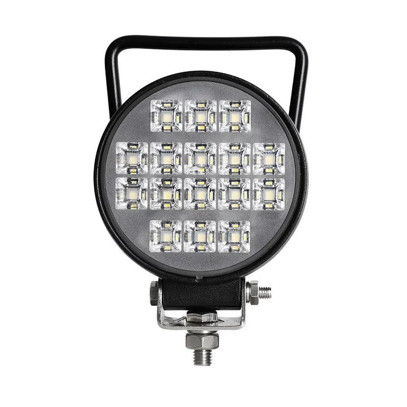 Lampu LED 16W genggam 12V 24V, lampu pencarian Off Road bulat, lampu kerja LED portabel dengan pegangan