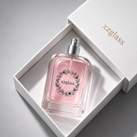 Flacon de parfum en verre de luxe haut de gamme, flacon de parfum vide carré, logo imprimé à l'écran