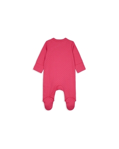 รอมเปอร์เด็กผู้หญิงผ้าฝ้ายออร์แกนิค100% บอดี้สูทแขนยาวสีชมพูลายจุดหงส์สวมใส่สบายทนทาน - Product Image 3