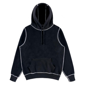 <b>Men's</b> Hooded Fleece Sweatshirt Color Block Regular Fit Casual Streetwear Winter Wear Black White Trim Pocket Design Lightweight - Product Image 1