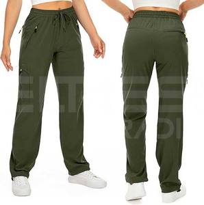 Pantalon de survêtement Cargo léger à séchage rapide UPF 50 poches zippées Service OEM Pantalon décontracté en coton de haute qualité pour femmes - Product Image 4