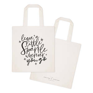 Cotton Canvas Tote Bag with Open Closure Solid Color Leave a Little Sparkle Wherever You Go Motto - Product Image 2