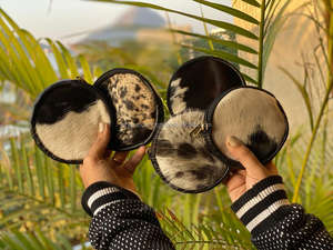 Véritable cheveux faits à la main sur la peau fourrure cuir porte-monnaie porte-monnaie rond porte-carte de crédit étui occidental élégant mignon petit portefeuille rond - Product Image 5