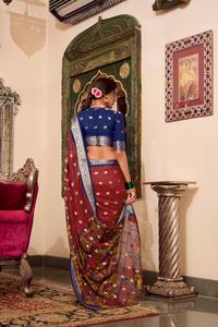 Modern Style Fashionable Latest Trendy Poly Cotton Kalamkari Print With Zari Weaving Work Border <b>Saree</b> <b>Woman</b> Fashion Exporter - Product Image 6