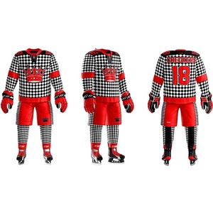 Meilleur matériau, uniformes de hockey sur glace à sublimation imprimée sur mesure, fabrication supérieure avec nom de l'équipe OEM, nouveau arrivé à faible taux - Product Image 1