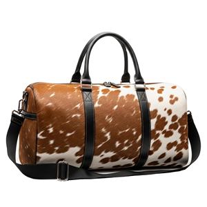 Sac de voyage week-end en cuir de luxe avec fourrure, vintage, grande capacité, durable LHODB-0141 - Product Image 1