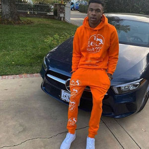 Survêtement de compression à capuche pour hommes personnalisé OEM survêtement 2 pièces en polaire à rayures vendeurs de survêtements de sport grande taille avec fermeture éclair pour l'hiver - Product Image 2