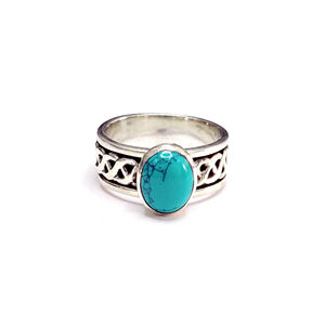 Turquoise <b>Spinner</b> <b>Ring</b> Fashionable Gold-Plated Stainless Steel and Alloy 8.2 Gram Bezel Setting Inlay Stylish Gift Option - Product Image 1