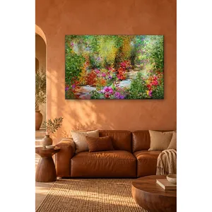 Impression sur toile de Fida Secret Garden Path avec des fleurs colorées - Product Image 1