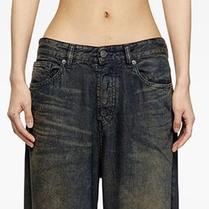 Jeans décontractés classiques amples pour femmes, pantalon en denim à taille basse, coupe droite, lavage délavé, respirant, style streetwear sexy - Product Image 3