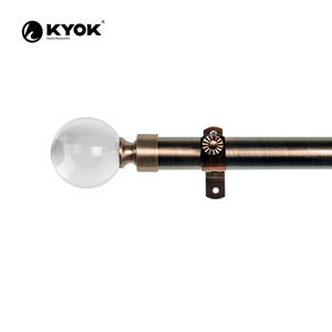 Barra de Cortina Clásica KYOK con Adorno Esférico de Cristal y Acabado en Bronce, Diámetro de 0.75-0.99 Pulgadas - Product Image 2