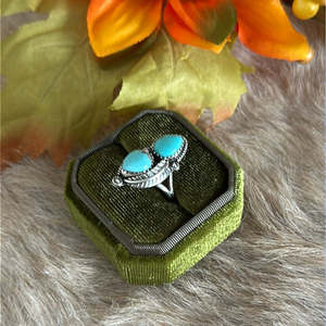 Southwest Handmade Kingman Turquoise Sterling <b>Silver</b> <b>Ring</b> Size 6.5 Dainty Natural Stone Jewelry - Product Image 3