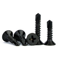 # 6 # 8 # 10 # 12 M4.2 M4.8 M5.5 Sekrup Baja Tahan Karat Hitam 410 Phillips Kepala Datar Countersunk Self Drilling untuk Lembaran Logam Metrik