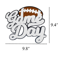 Nouveau design, broderie, tissu denim pailleté, lettres en chenille, écussons thermocollants, éléphant, couleur personnalisée, football américain, à coudre sur les casquettes