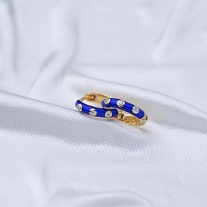Pendientes de Aro con Diseño Esmaltado en Color Azul Neón, THEIA ZIRCON, Joyería Turca Hecha a Mano en Plata de Ley 925, Elegante y Moderna - Product Image 5