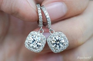 Pendientes de Aro Estilo Halo con Diamantes Moissanite VVS Certificados por GRA, Estilo Antiguo, con Plata de Ley 925, Joyería Fina a Bajo Precio - Product Image 2
